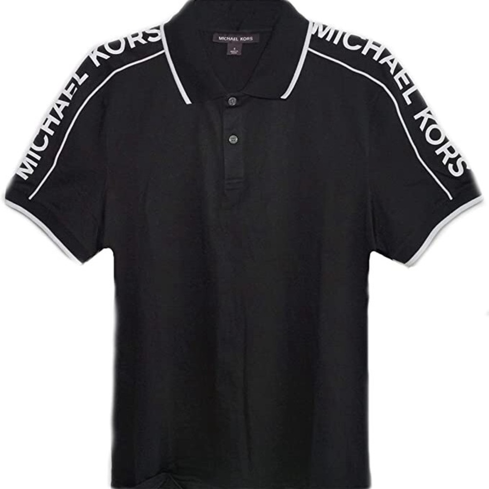 Michael Kors Mens MK Shoulder Logo 100% Cotton Polo Shirt Black - Size XL